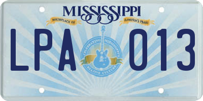 MS license plate LPA013