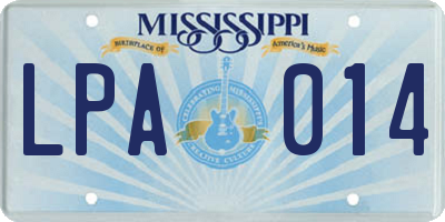 MS license plate LPA014