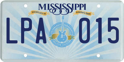 MS license plate LPA015