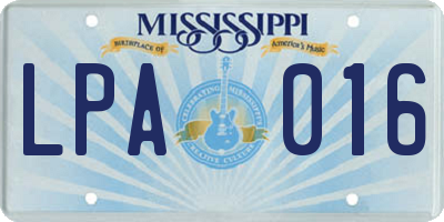 MS license plate LPA016