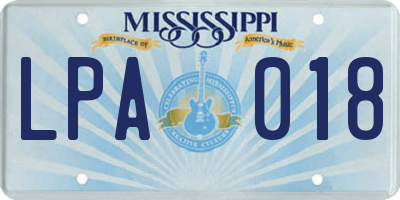 MS license plate LPA018