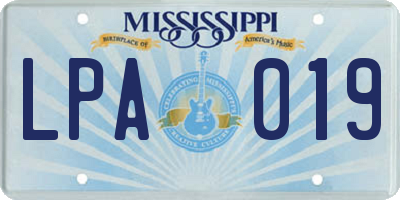 MS license plate LPA019