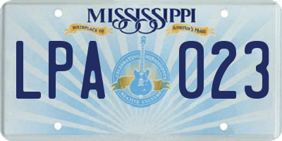 MS license plate LPA023