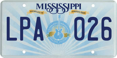 MS license plate LPA026