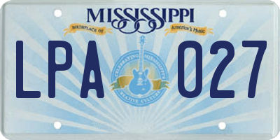 MS license plate LPA027