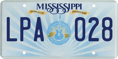 MS license plate LPA028