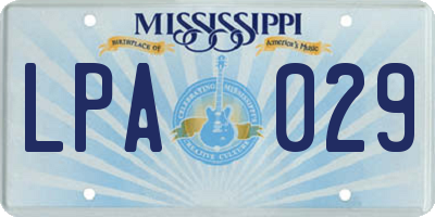 MS license plate LPA029
