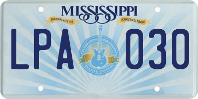 MS license plate LPA030