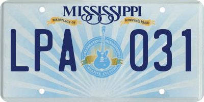 MS license plate LPA031