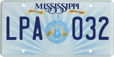 MS license plate LPA032