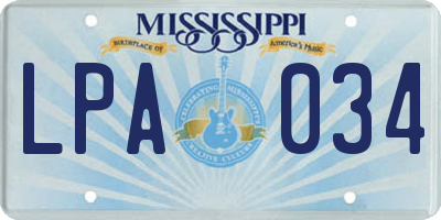 MS license plate LPA034
