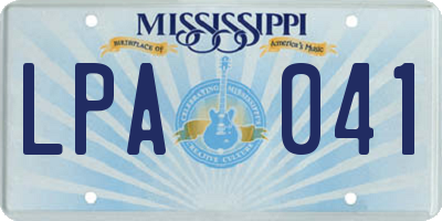 MS license plate LPA041