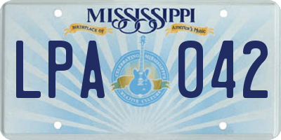 MS license plate LPA042