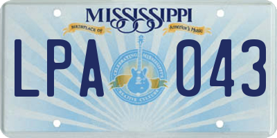 MS license plate LPA043