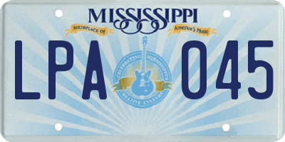 MS license plate LPA045