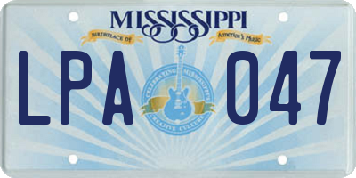 MS license plate LPA047