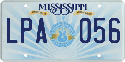 MS license plate LPA056