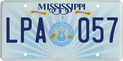 MS license plate LPA057