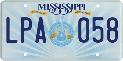 MS license plate LPA058