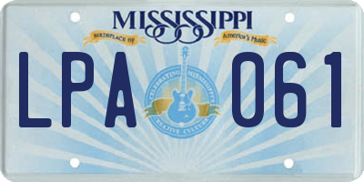 MS license plate LPA061