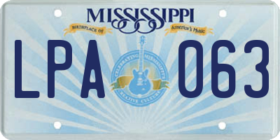 MS license plate LPA063