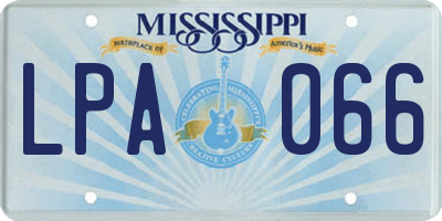 MS license plate LPA066