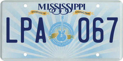 MS license plate LPA067