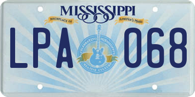 MS license plate LPA068