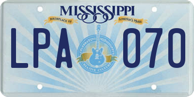 MS license plate LPA070