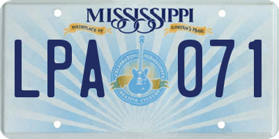 MS license plate LPA071