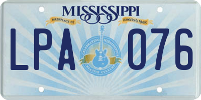 MS license plate LPA076