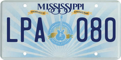 MS license plate LPA080