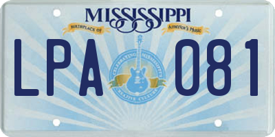 MS license plate LPA081