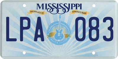 MS license plate LPA083