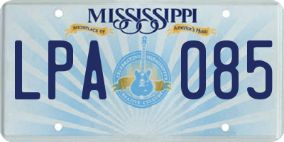 MS license plate LPA085