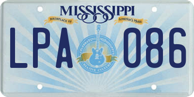 MS license plate LPA086