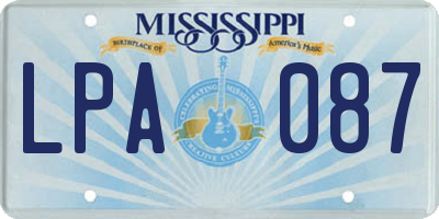 MS license plate LPA087