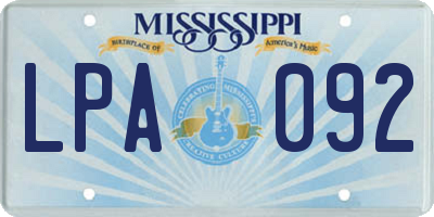MS license plate LPA092