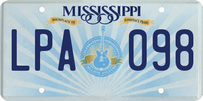MS license plate LPA098