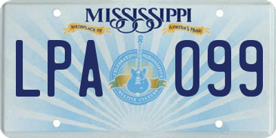 MS license plate LPA099
