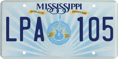MS license plate LPA105