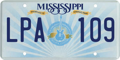MS license plate LPA109