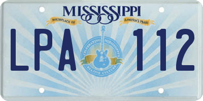 MS license plate LPA112