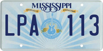 MS license plate LPA113