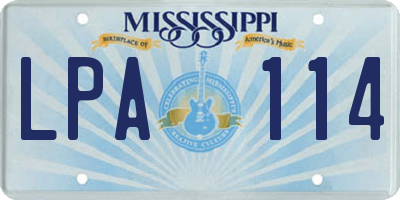 MS license plate LPA114