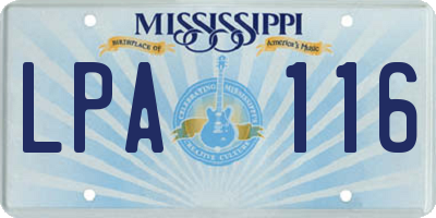 MS license plate LPA116