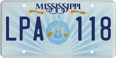 MS license plate LPA118