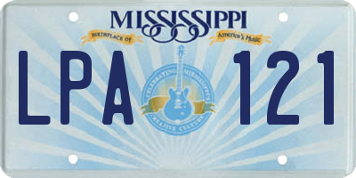 MS license plate LPA121
