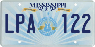 MS license plate LPA122