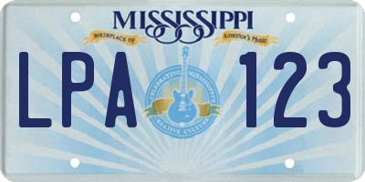 MS license plate LPA123